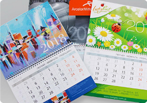 Печать цветных настольных и настенных календарей в Киеве недорого